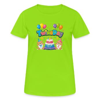 Anniversaire des Gémeaux de TwinsDay - T-shirt respirant Femme - vert néon - Devant - AI Model Female 172 dark (172cm)