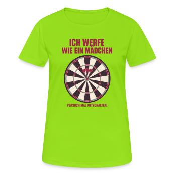 Dartspielerin Frauen Darts Bullseye Girl Power - Frauen T-Shirt atmungsaktiv - Neongrün - Vorne - AI Model Female 172 dark (172cm)