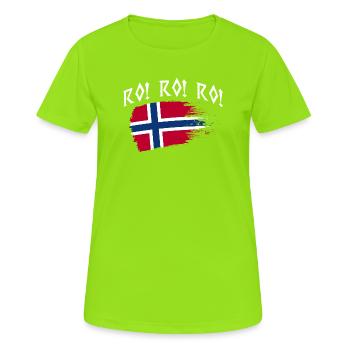 Norway Norge Fjords Scandinavian Ro Viking ship - Frauen T-Shirt atmungsaktiv - Neongrün - Vorne - AI Model Female 172 dark (172cm)