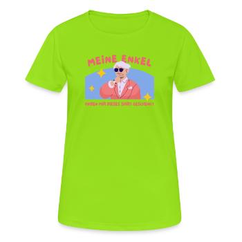 Enkelgeschenk Shirt Humor - Frauen T-Shirt atmungsaktiv - Neongrün - Vorne - AI Model Female 172 dark (172cm)