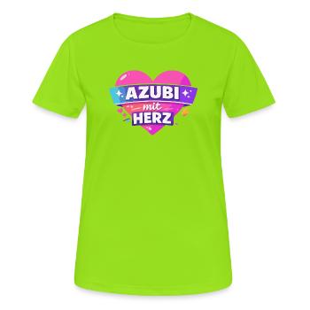 Azubi mit ganz viel Herz - Frauen T-Shirt atmungsaktiv - Neongrün - Vorne - AI Model Female 172 dark (172cm)