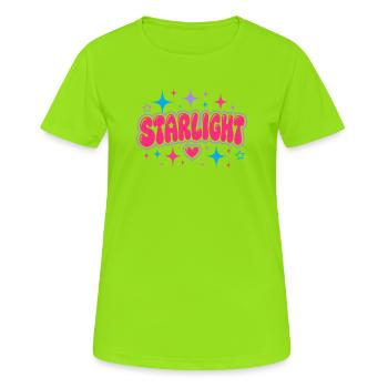 Lettrage bulle STARLIGHT Y2K - Art rétro des années 2000 - T-shirt respirant Femme - vert néon - Devant - AI Model Female 172 dark (172cm)