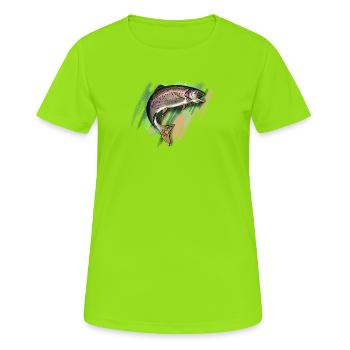 Forelle - Frauen T-Shirt atmungsaktiv - Neongrün - Vorne - AI Model Female 172 dark (172cm)