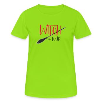 Logo de la Sorcière en tournée - T-shirt respirant Femme - vert néon - Devant - AI Model Female 172 dark (172cm)