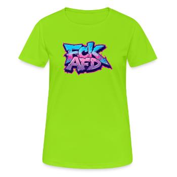 Déclaration Graffiti Antifa - T-shirt respirant Femme - vert néon - Devant - AI Model Female 172 dark (172cm)