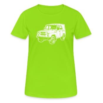 UAZ off-road vehicle (difference image) - Women's Breathable T-Shirt - neon green - Front - AI Model Female 172 dark (172cm)