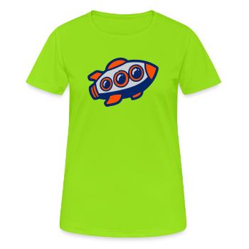 Illustration de la fusée spatiale - T-shirt respirant Femme - vert néon - Devant - AI Model Female 172 dark (172cm)