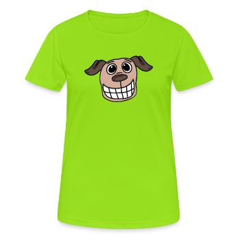 Hund Kopf Hundebesitzer - Frauen T-Shirt atmungsaktiv - Neongrün - Vorne - AI Model Female 172 dark (172cm)