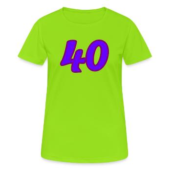 40. 40 ANS. 40e ANNIVERSAIRE. ANNIVERSAIRE 40 ANS. - T-shirt respirant Femme - vert néon - Devant - AI Model Female 172 dark (172cm)