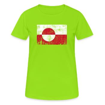 Groenland / Drapeau du Groenland Grunge Rétro Vintage - T-shirt respirant Femme - vert néon - Devant - AI Model Female 172 dark (172cm)
