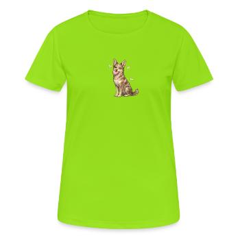 Friendly dog with butterfly shine - Women's Breathable T-Shirt - neon green - Front - AI Model Female 172 dark (172cm)