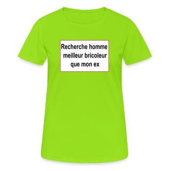 cherche homme - T-shirt respirant Femme - vert néon - Devant - AI Model Female 172 dark (172cm)