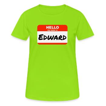 Bonjour, je m’appelle Edward Étiquette Étiquette Étiquette - T-shirt respirant Femme - vert néon - Devant - AI Model Female 172 dark (172cm)