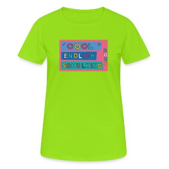 Enfin écolier - T-shirt respirant Femme - vert néon - Devant - AI Model Female 172 dark (172cm)