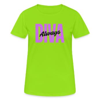 Diva Always – Design féminin - T-shirt respirant Femme - vert néon - Devant - AI Model Female 172 dark (172cm)