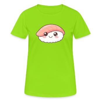 Kawaii Nigiri Sushi Motiv - Frauen T-Shirt atmungsaktiv - Neongrün - Vorne - AI Model Female 172 dark (172cm)