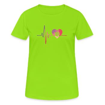 Hundepfote mit Herzschlag Tierliebhaber - Frauen T-Shirt atmungsaktiv - Neongrün - Vorne - AI Model Female 172 dark (172cm)