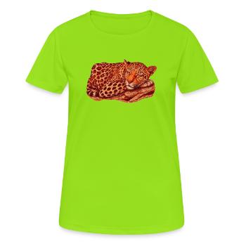 Leopard Motif Sleeping - Women's Breathable T-Shirt - neon green - Front - AI Model Female 172 dark (172cm)