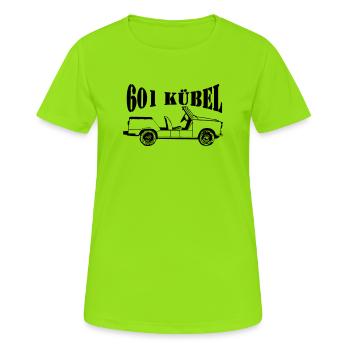  601 Kübel , NVA Kult , DDR Kult (25) - Frauen T-Shirt atmungsaktiv - Neongrün - Vorne - AI Model Female 172 dark (172cm)