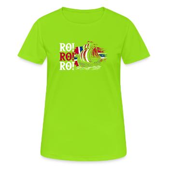 Norway Norge Fjords Scandinavian Ro Viking ship - Women's Breathable T-Shirt - neon green - Front - AI Model Female 172 dark (172cm)