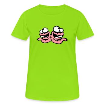 Würmer Lachend Duo Verrückt Schielend Albern Team - Frauen T-Shirt atmungsaktiv - Neongrün - Vorne - AI Model Female 172 dark (172cm)