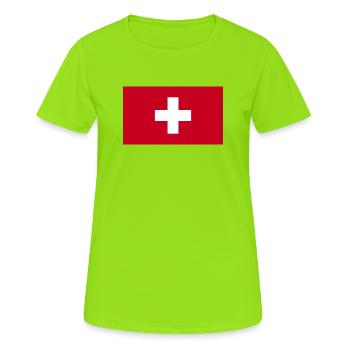 Drapeau national suisse - T-shirt respirant Femme - vert néon - Devant - AI Model Female 172 dark (172cm)
