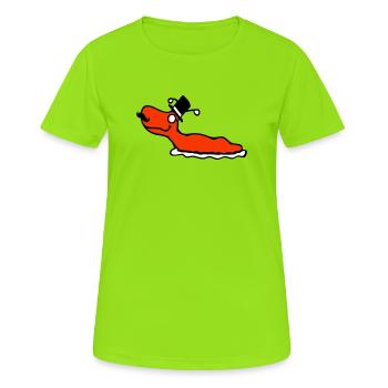 Mr Schnecke Sir Zylinder Monokel reich wohlhabend - Frauen T-Shirt atmungsaktiv - Neongrün - Vorne - AI Model Female 172 dark (172cm)