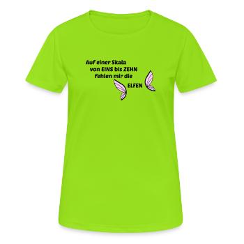 Elfen - Frauen T-Shirt atmungsaktiv - Neongrün - Vorne - AI Model Female 172 dark (172cm)