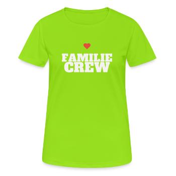 Familie Crew Family Zusammenhalt Team Liebe Gruppe - Frauen T-Shirt atmungsaktiv - Neongrün - Vorne - AI Model Female 172 dark (172cm)
