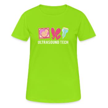 Technicien ultrasonique Technicien ultrasonore - T-shirt respirant Femme - vert néon - Devant - AI Model Female 172 dark (172cm)