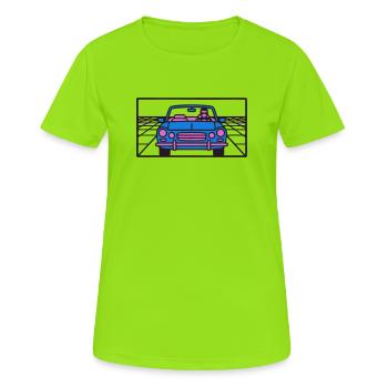 Retro Car Miami Logo - T-shirt respirant Femme - vert néon - Devant - AI Model Female 172 dark (172cm)