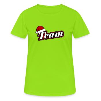 Équipe de Noël Père Noël Hat - T-shirt respirant Femme - vert néon - Devant - AI Model Female 172 dark (172cm)