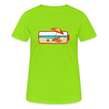 Été Plage Parasol Chaise - T-shirt respirant Femme - vert néon - Devant - AI Model Female 172 dark (172cm)