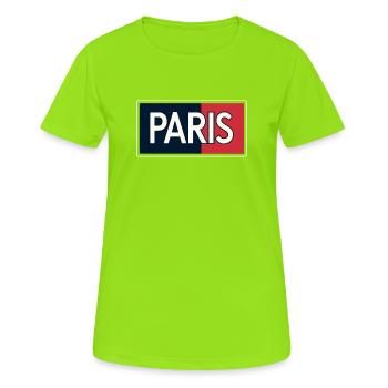Pariser blaue und rote Blöcke - Frauen T-Shirt atmungsaktiv - Neongrün - Vorne - AI Model Female 172 dark (172cm)