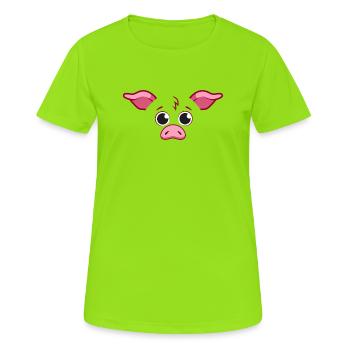 Süßes Schweinegesicht minimalistische rosa Tierkunst - Frauen T-Shirt atmungsaktiv - Neongrün - Vorne - AI Model Female 172 dark (172cm)