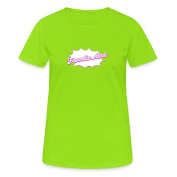 Schriftzug Favorite Aunt für die Lieblingstante - Frauen T-Shirt atmungsaktiv - Neongrün - Vorne - AI Model Female 172 dark (172cm)
