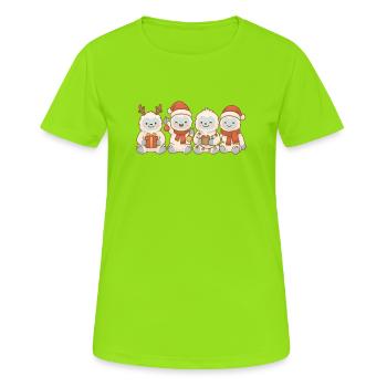 Yétis Enfants Garçons Filles Noël Yétis - T-shirt respirant Femme - vert néon - Devant - AI Model Female 172 dark (172cm)