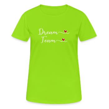 Dream Team Herz Typographie - Frauen T-Shirt atmungsaktiv - Neongrün - Vorne - AI Model Female 172 dark (172cm)