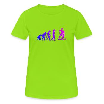 Floorball Fans aufgepasst schlichtes Statement - Frauen T-Shirt atmungsaktiv - Neongrün - Vorne - AI Model Female 172 dark (172cm)
