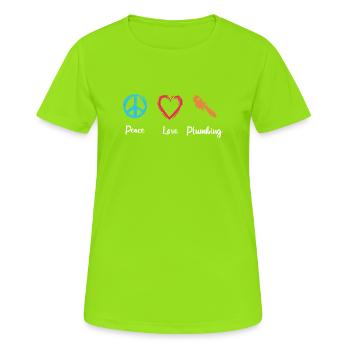 Paix Amour Plomberie - T-shirt respirant Femme - vert néon - Devant - AI Model Female 172 dark (172cm)
