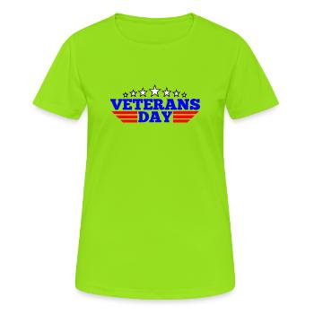 Logo Veterans Day - Frauen T-Shirt atmungsaktiv - Neongrün - Vorne - AI Model Female 172 dark (172cm)
