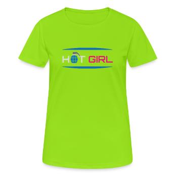 Heißes Mädchen-Bösewicht-Attitüde - Frauen T-Shirt atmungsaktiv - Neongrün - Vorne - AI Model Female 172 dark (172cm)