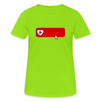Cooles, von YouTube inspiriertes flaches Symbol für das Abonnieren - Frauen T-Shirt atmungsaktiv - Neongrün - Vorne - AI Model Female 172 dark (172cm)