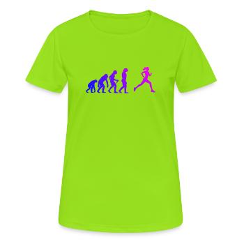 Geschenkidee für eine Running mit Running - Frauen T-Shirt atmungsaktiv - Neongrün - Vorne - AI Model Female 172 dark (172cm)