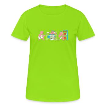 Rawk Pigs Drum Band - Women's Breathable T-Shirt - neon green - Front - AI Model Female 172 dark (172cm)