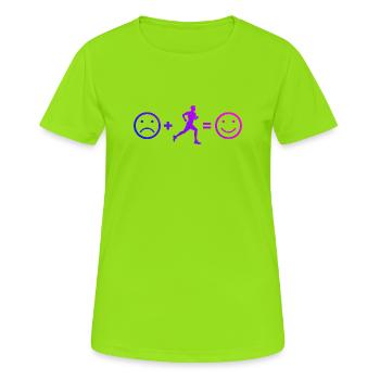 Idée cadeau pour une course à pied - T-shirt respirant Femme - vert néon - Devant - AI Model Female 172 dark (172cm)