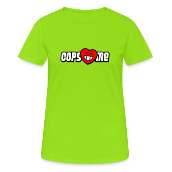 Cops love me (Farben änderbar) - Frauen T-Shirt atmungsaktiv - Neongrün - Vorne - AI Model Female 172 dark (172cm)