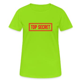 Topgeheimes Grunge-Gummistempel-Vintage-Siegeldesign - Frauen T-Shirt atmungsaktiv - Neongrün - Vorne - AI Model Female 172 dark (172cm)