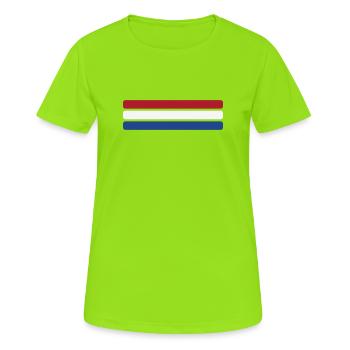 Minimal du drapeau des Pays-Bas - Bande en éventail du drapeau - T-shirt respirant Femme - vert néon - Devant - AI Model Female 172 dark (172cm)