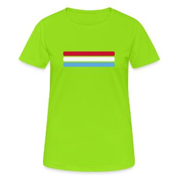 Luxemburg Flagge Minimal - Fahne Fan Streifen Desi - Frauen T-Shirt atmungsaktiv - Neongrün - Vorne - AI Model Female 172 dark (172cm)
